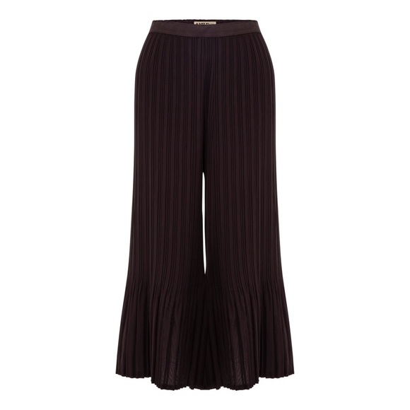 Alquema Pants - Alquema High Rise Wide Leg Micro Pleated Palazzo Trouser Pants Black Australia S